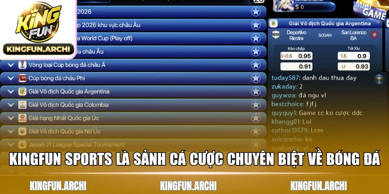 Kingfun Sports là sảnh cá cược chuyên biệt về bóng đá
